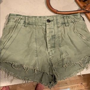 Army green free people shorts